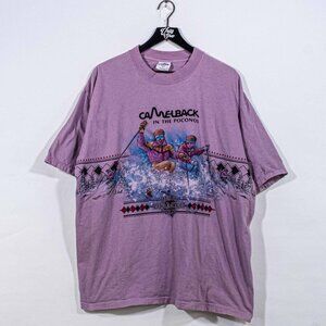 Vtg 90s Camelback Poconos Ski T-Shirt XL AOP Sansegal Black Diamond Mountain